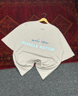 تیشرت باکسی دونخ پنبه گرم بالا طرح Muscle